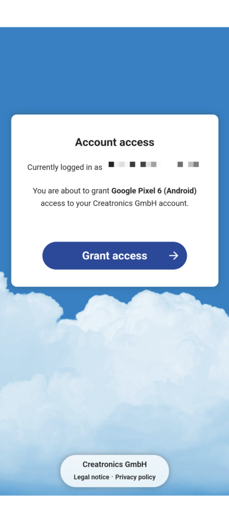 Anmeldung in der Nextcloud App für Android: Zugriff bestätigen